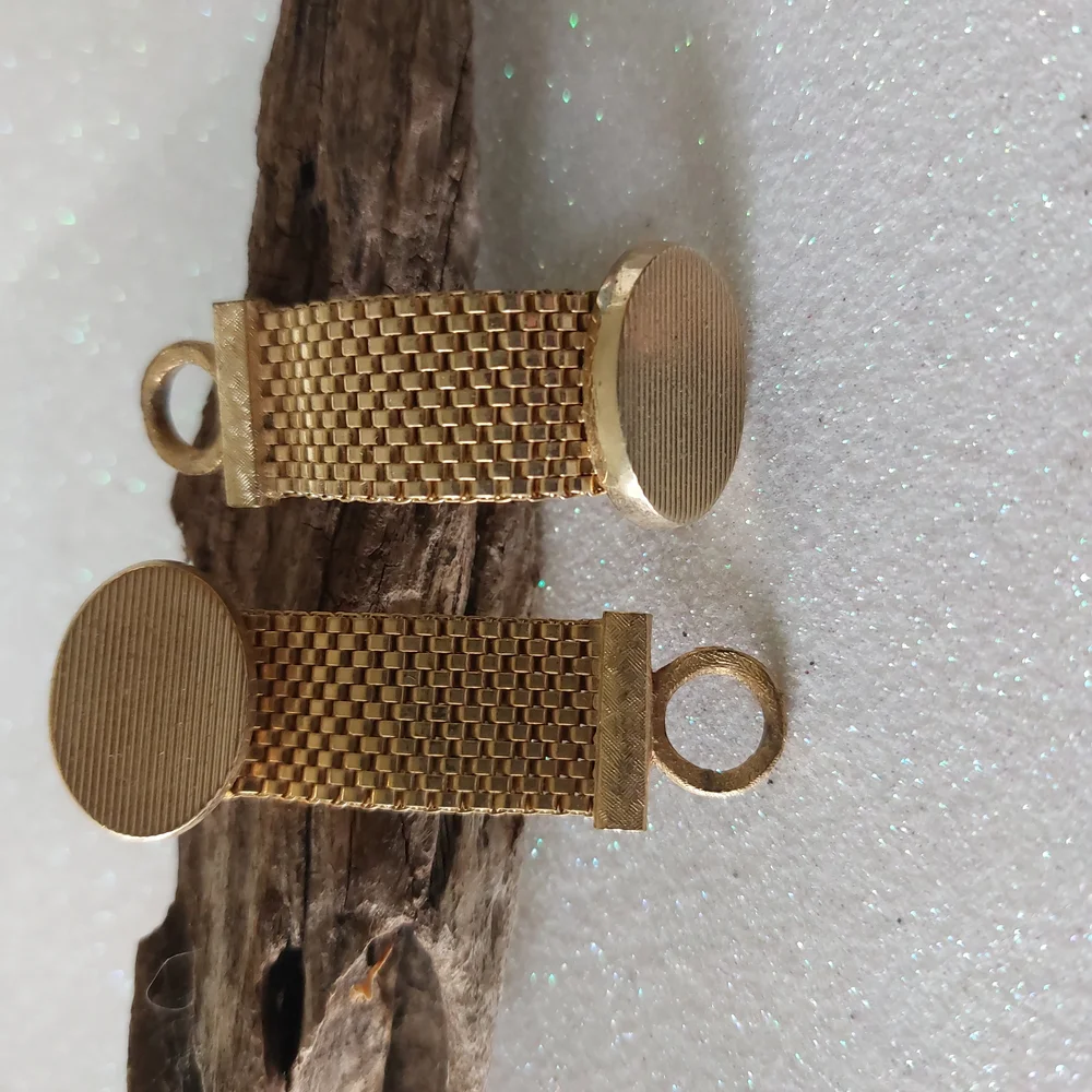 Dante Gold Mesh Cuff Links with Textured Design, Estate Jewelry, Vintage